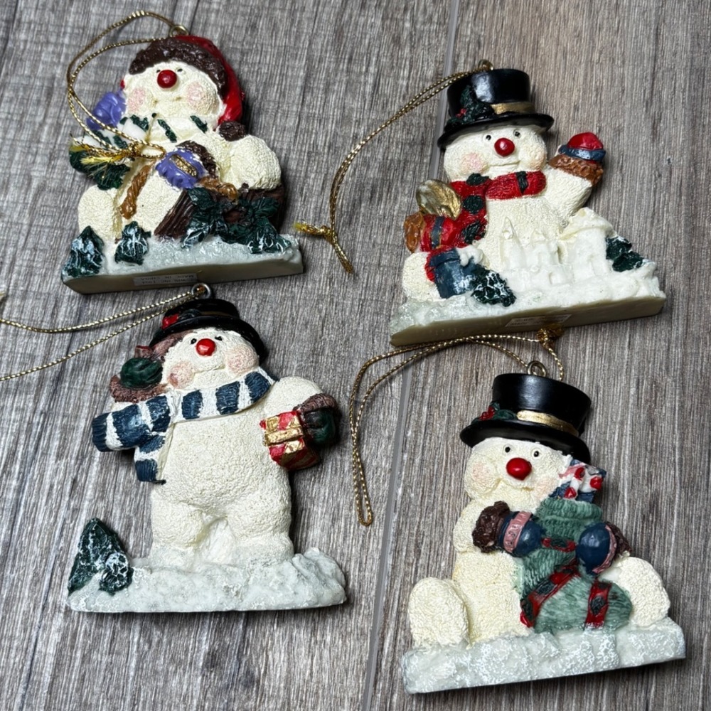 WBI Inc‎ 1994 Set of 4 Snowman Christmas Ornaments Tree Hanging Decorations VTG